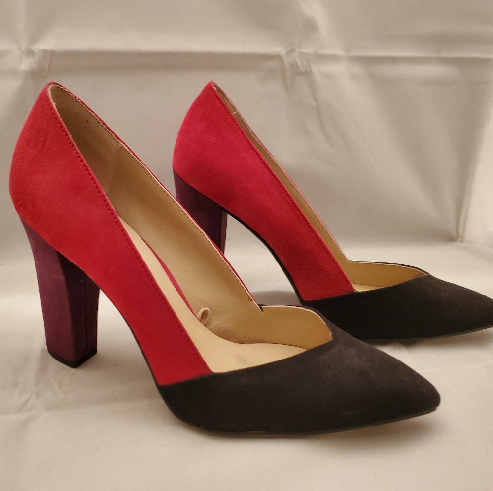 Womens Colorblock Suede Heels